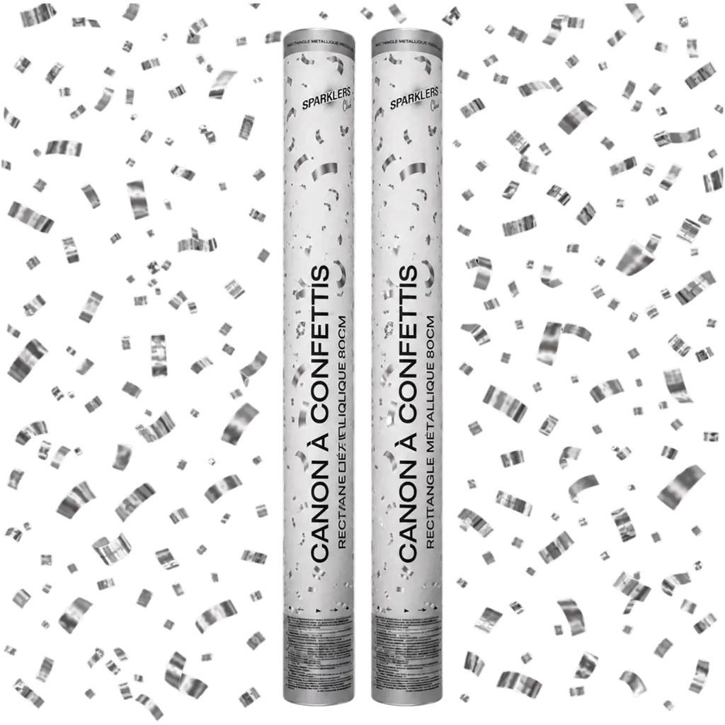 Set of 2 80 cm Silver Confetti Cannons