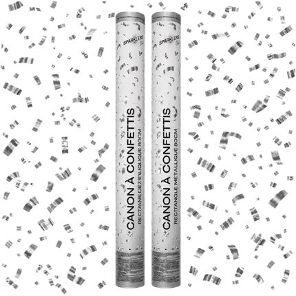 Set of 2 80 cm Silver Confetti Cannons