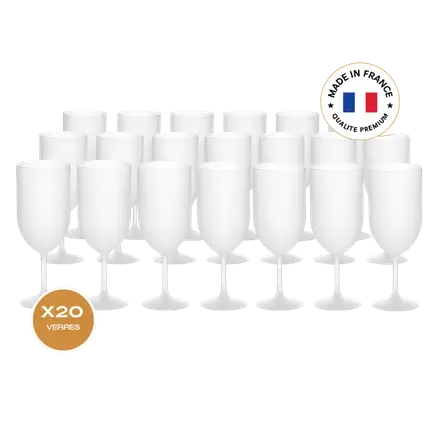 Set of 20 Ecocup Frosted-Effect Wine Glasses, 12cl (18cl to the brim), Reusable – Ideal for wine, wine tasting and aperitifs