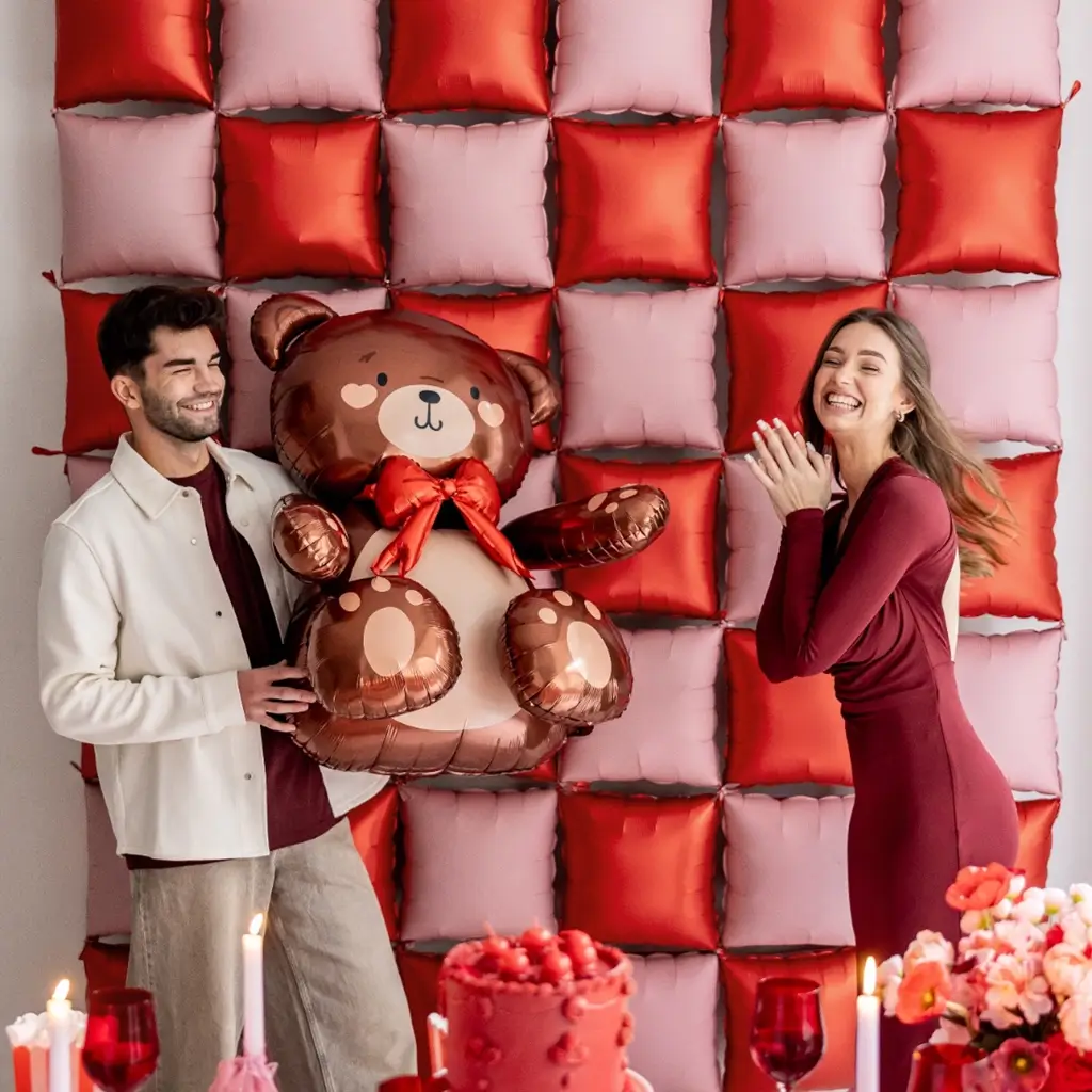 Standing Teddy Bear Aluminium Balloon, 75 x 84 cm – Birthday Decorations