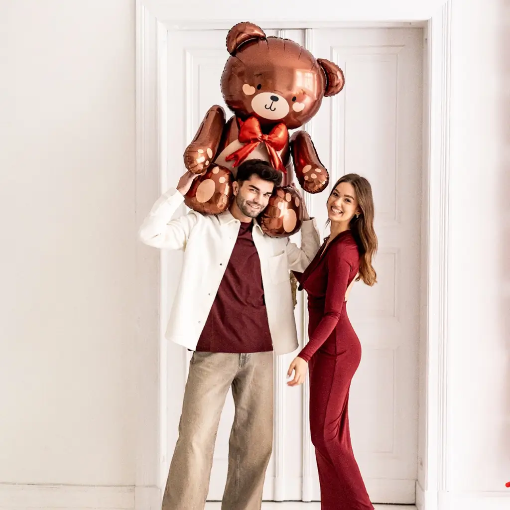 Standing Teddy Bear Aluminium Balloon, 75 x 84 cm – Birthday Decorations