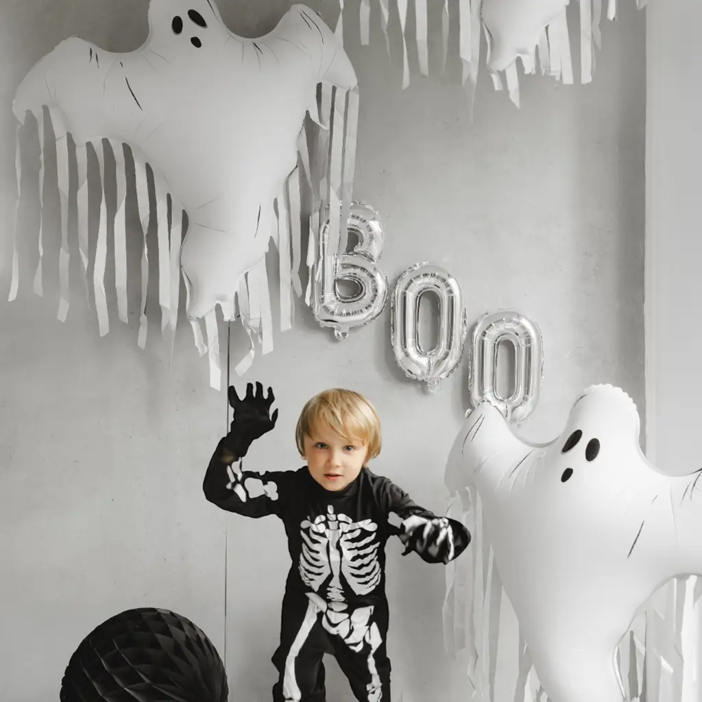Ghost Aluminium Balloon with Fringes, 93 x 86 cm – Halloween Decoration