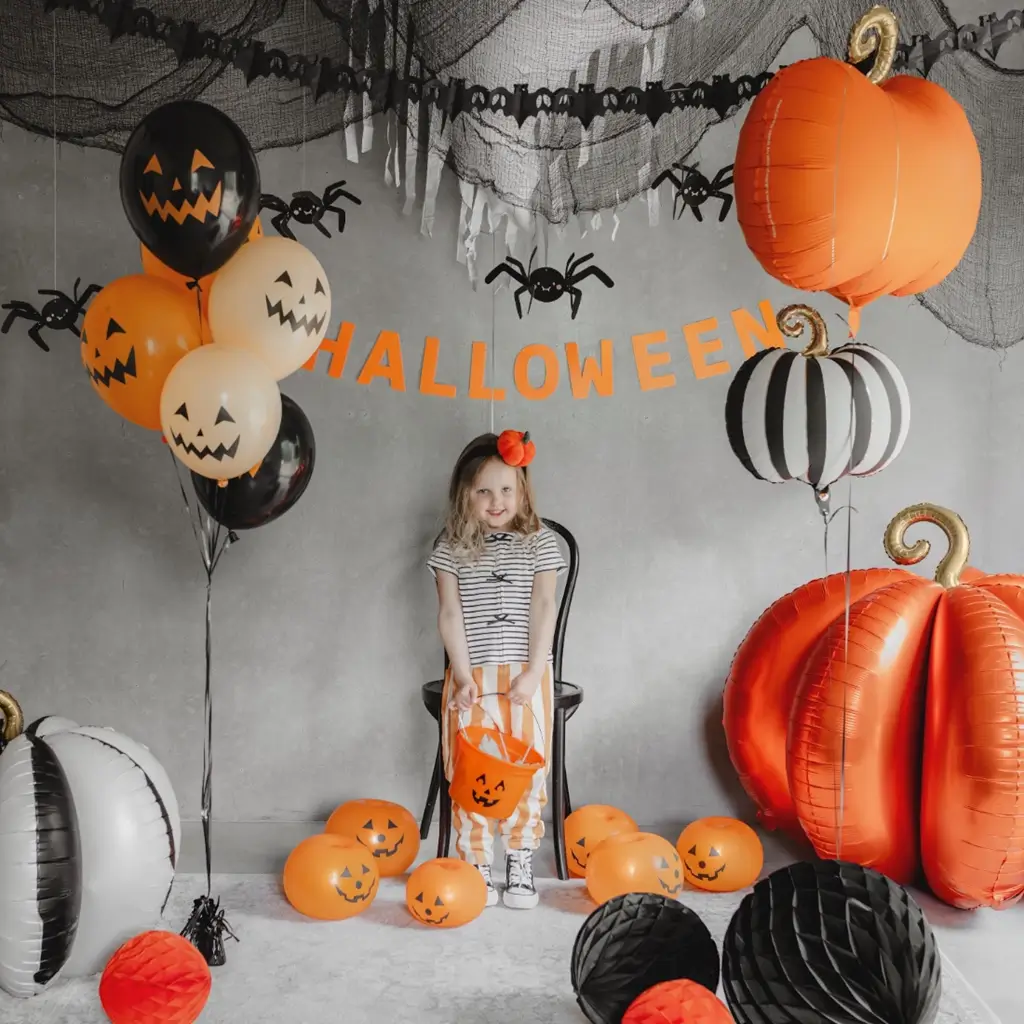 Giant 3D Aluminium Pumpkin Balloon, 90 x 90 cm – Halloween Decoration