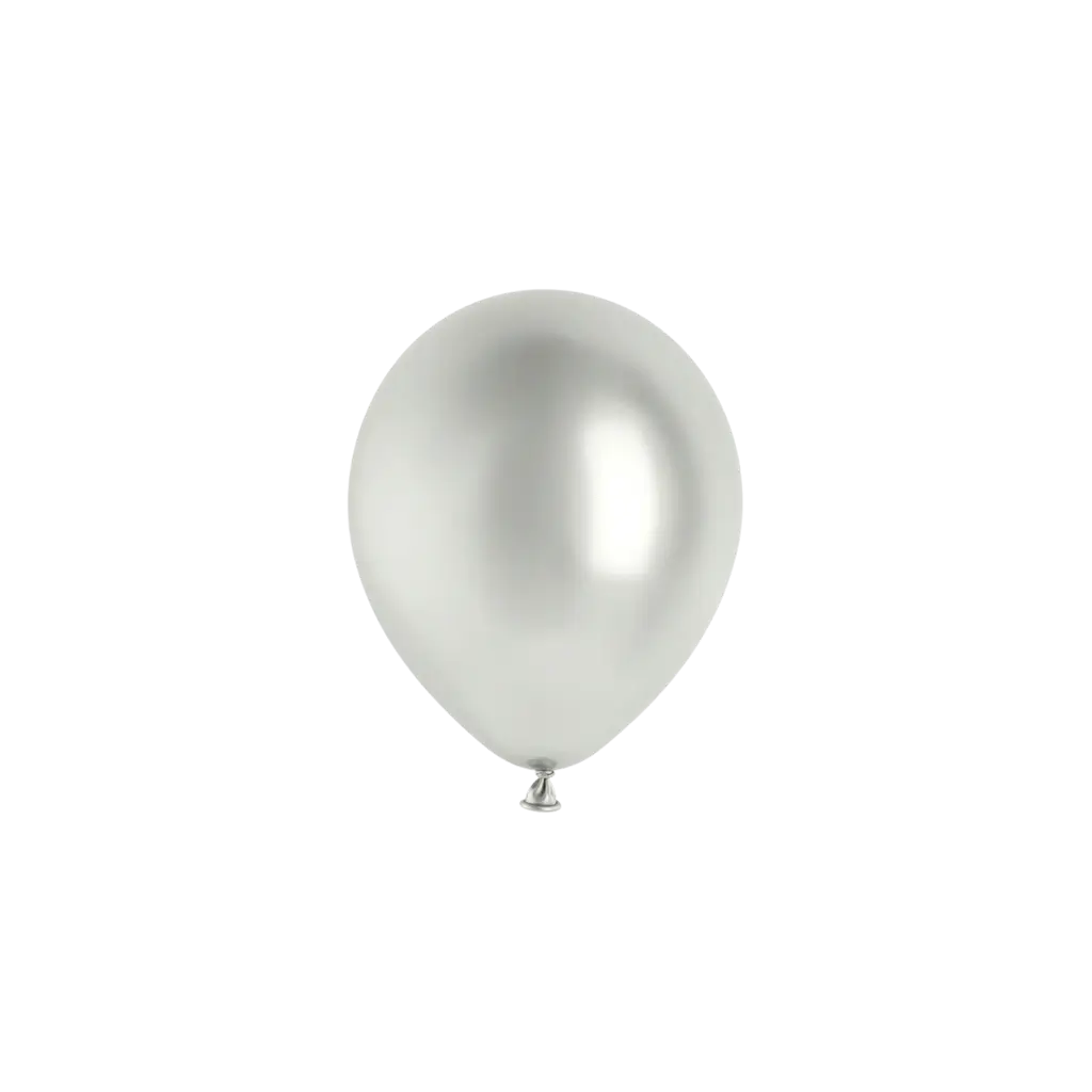 Set of 50 Shiny Silver Metallic Balloons, Ø 12 cm