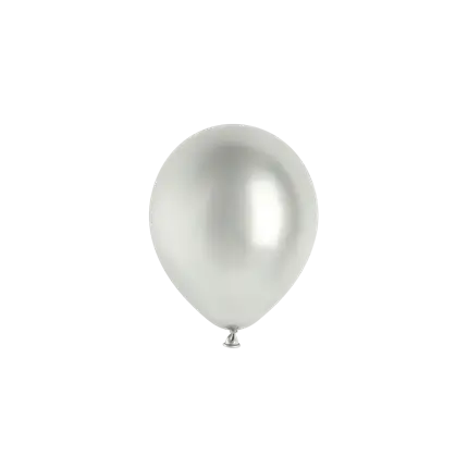 Set of 50 Shiny Silver Metallic Balloons, Ø 12 cm