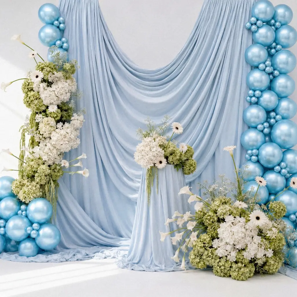 Set of 50 Shiny Blue Metallic Balloons, Ø 12 cm
