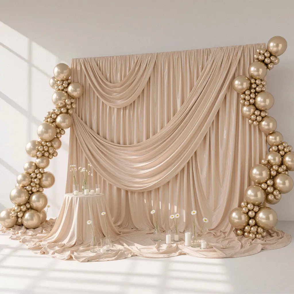 Set of 50 Shiny Champagne Gold Metallic Balloons, Ø 12 cm