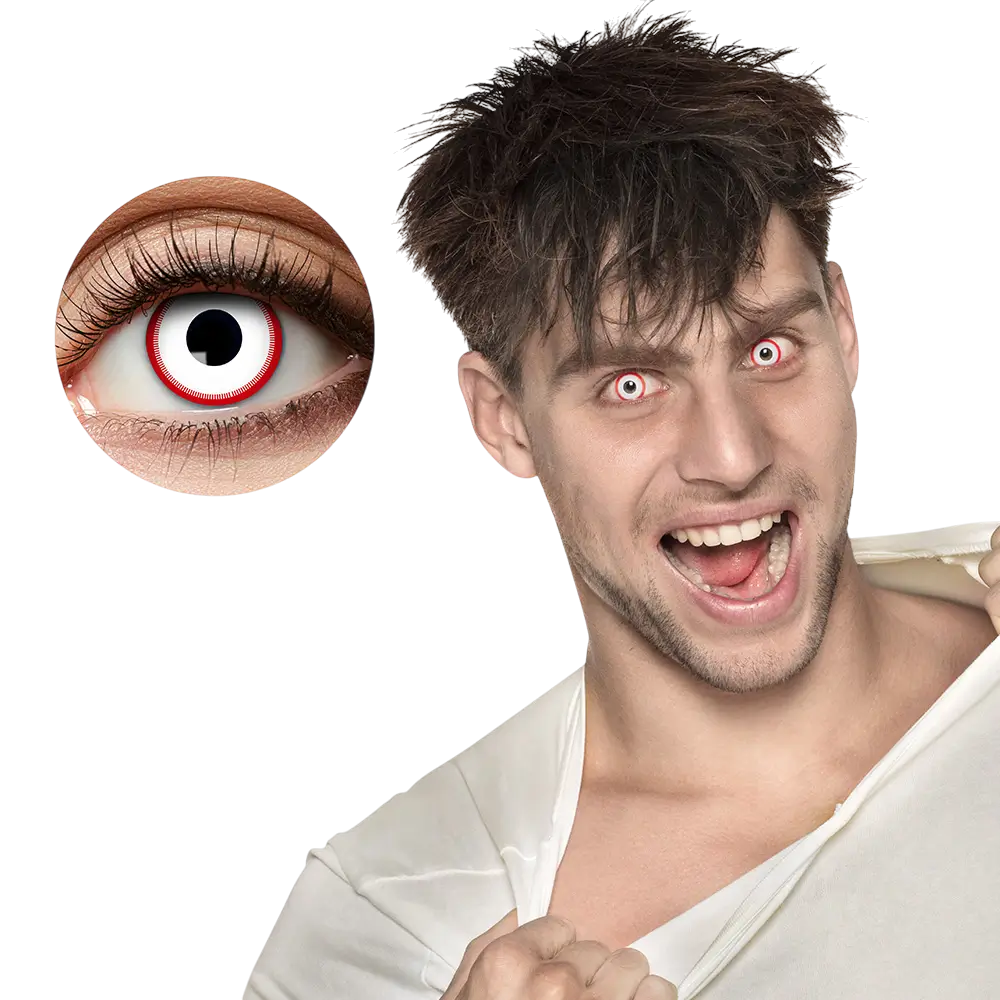 White Zombie Contact Lenses with Red Rims – Halloween Contact Lenses