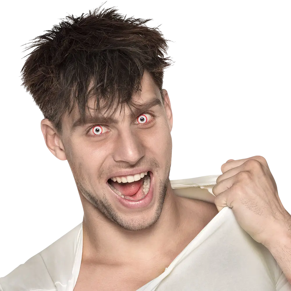 White Zombie Contact Lenses with Red Rims – Halloween Contact Lenses