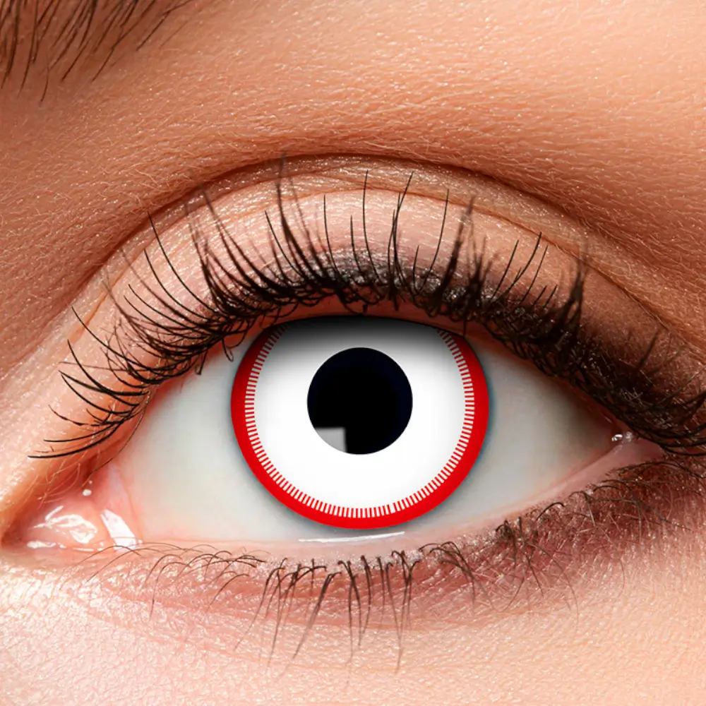 White Zombie Contact Lenses with Red Rims – Halloween Contact Lenses