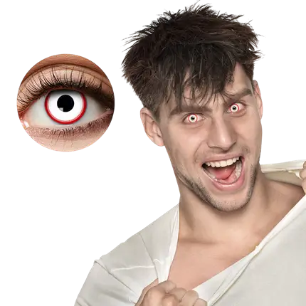 White Zombie Contact Lenses with Red Rims – Halloween Contact Lenses