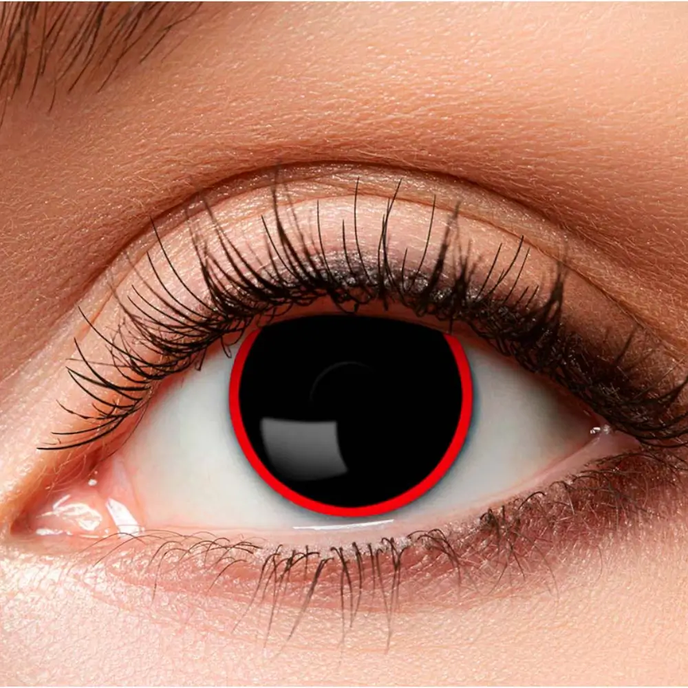 Black Contact Lenses with Red Demon Outline – Halloween Contact Lenses