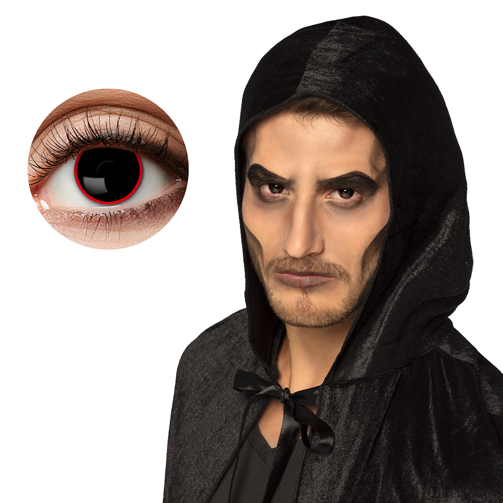 Black Contact Lenses with Red Demon Outline – Halloween Contact Lenses