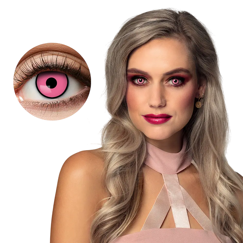 Fatale Women’s Black-Rimmed Pink Contact Lenses – Fancy Contact Lenses