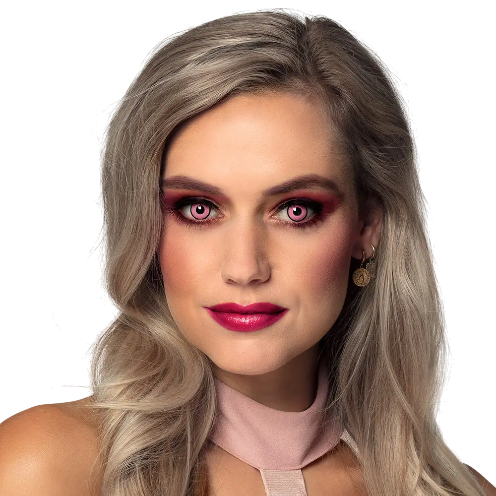 Fatale Women’s Black-Rimmed Pink Contact Lenses – Fancy Contact Lenses
