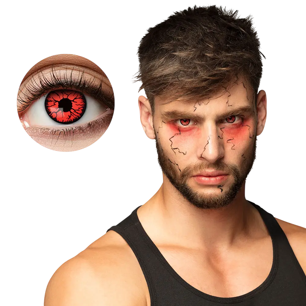 Cracked Red Zombie Demon Contact Lenses – Halloween Contact Lenses
