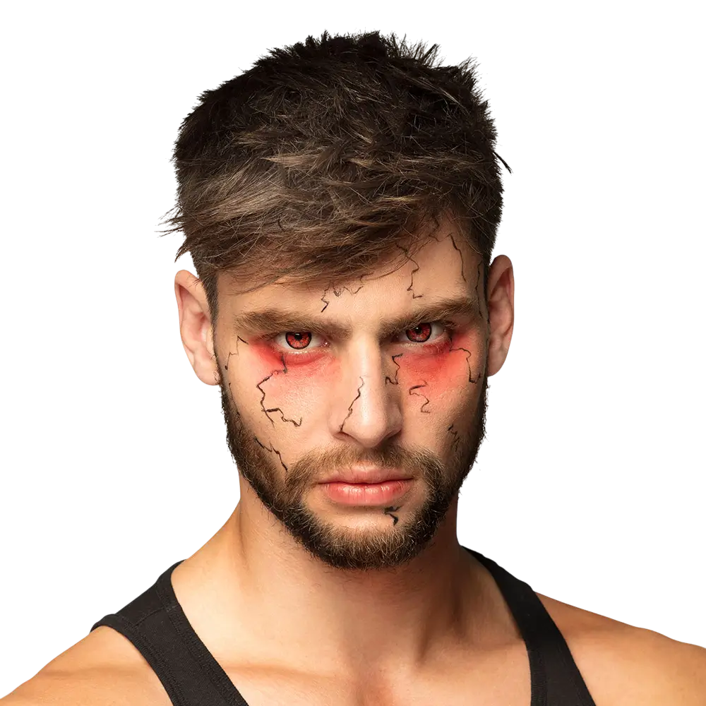 Cracked Red Zombie Demon Contact Lenses – Halloween Contact Lenses