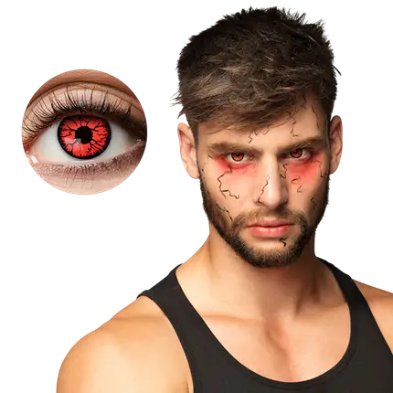Cracked Red Zombie Demon Contact Lenses – Halloween Contact Lenses
