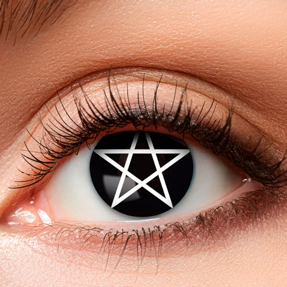 Black Contact Lenses – White Pentacle Witch – Halloween Contact Lenses