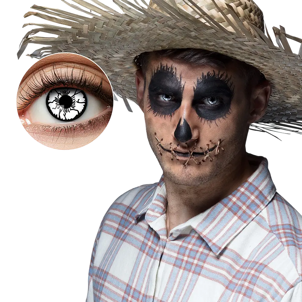 Black Scarecrow Cracked White Contact Lenses – Halloween Contact Lenses