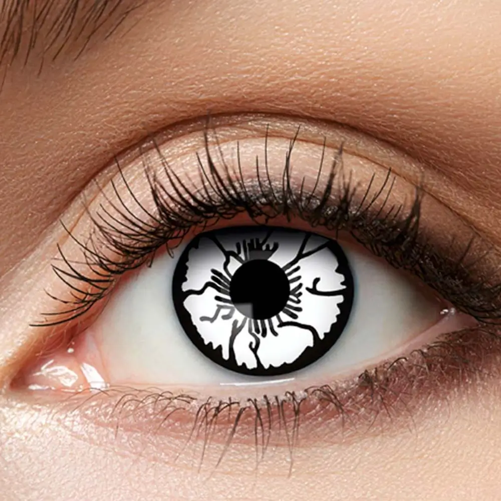 Black Scarecrow Cracked White Contact Lenses – Halloween Contact Lenses