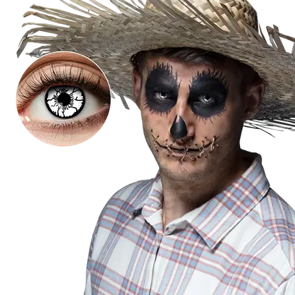 Black Scarecrow Cracked White Contact Lenses – Halloween Contact Lenses