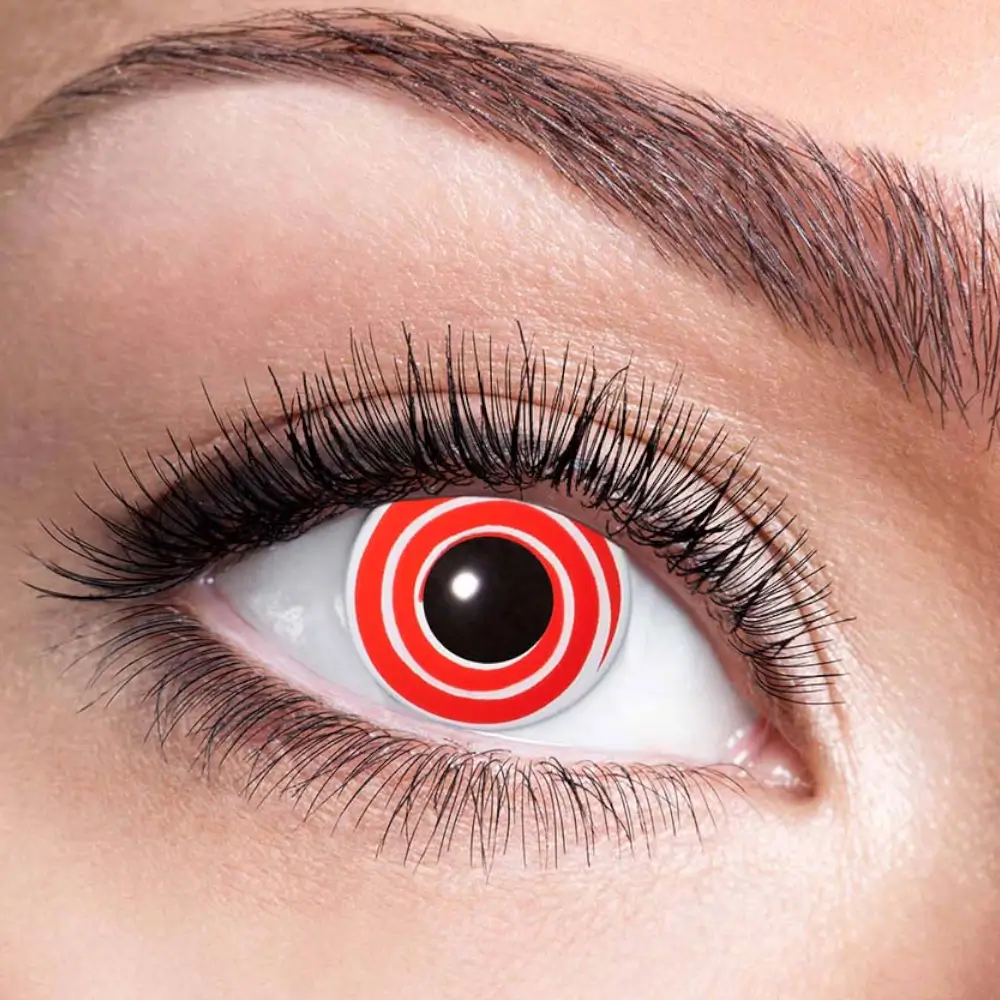 Red and White Spiral Contact Lenses – Halloween Contact Lenses