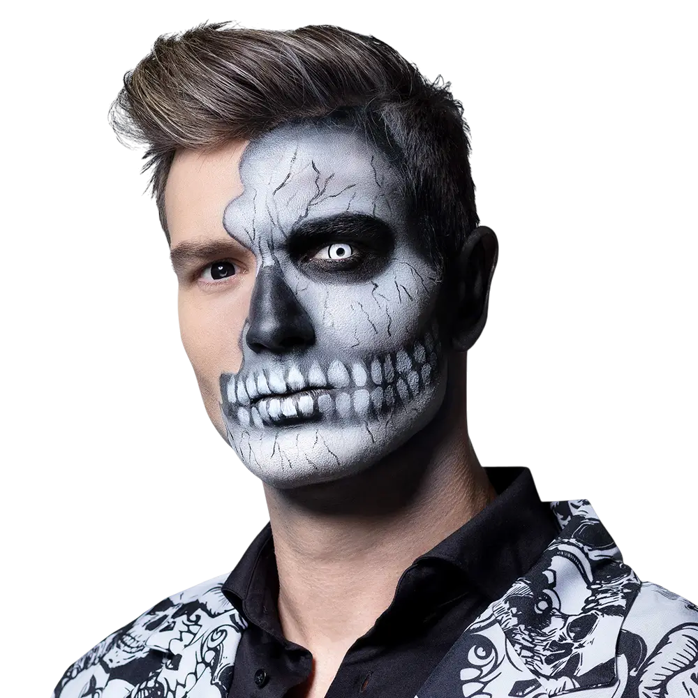 Black and White Skullface Contact Lenses – Halloween Contact Lenses