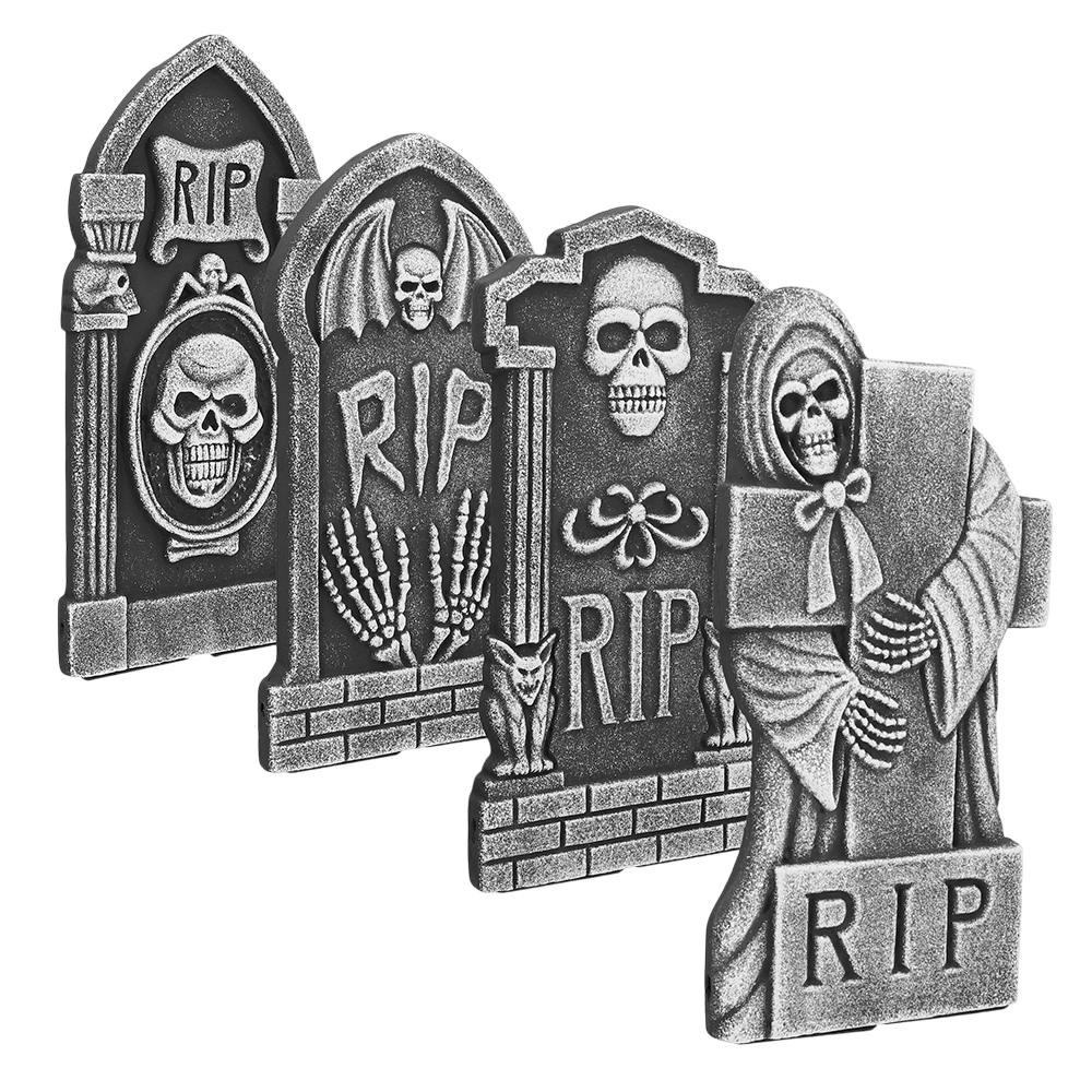 Set of 4 ‘RIP’ gravestones, 41 x 20 cm – Halloween decorations