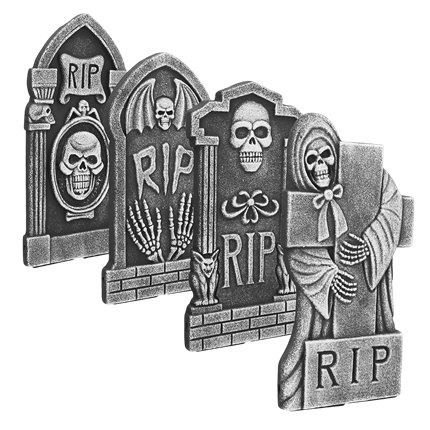 Set of 4 ‘RIP’ gravestones, 41 x 20 cm – Halloween decorations