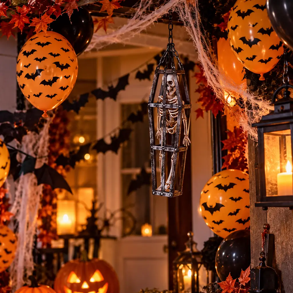 50 cm Hanging Skeleton in a Cage – Halloween Decoration