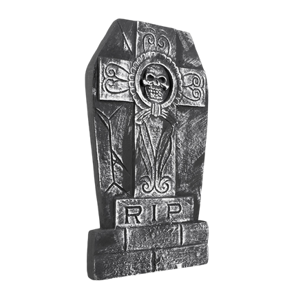 Skull-shaped gravestone, RIP, 50 x 27 cm – Halloween decoration