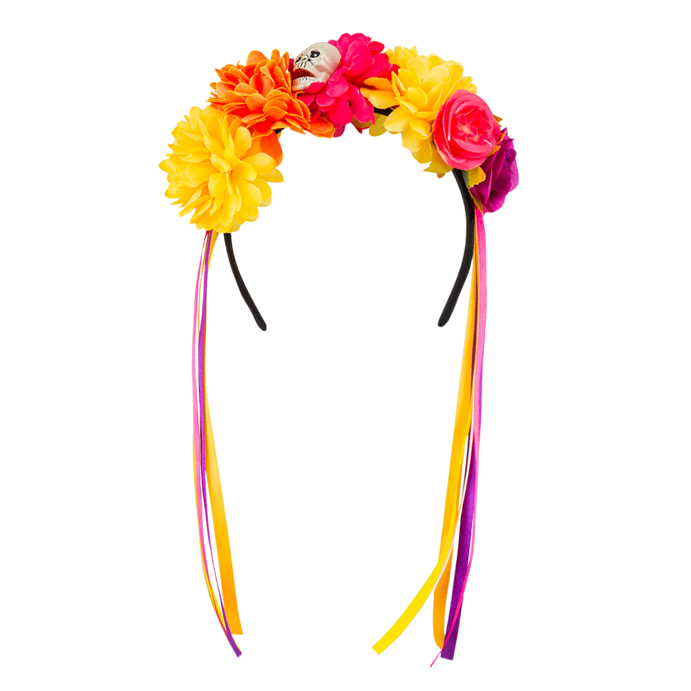 Dia de los Muertos – Day of the Dead – Flowers and Skulls Headband