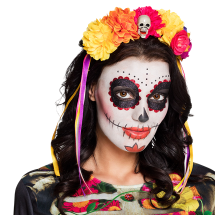 Dia de los Muertos – Day of the Dead – Flowers and Skulls Headband
