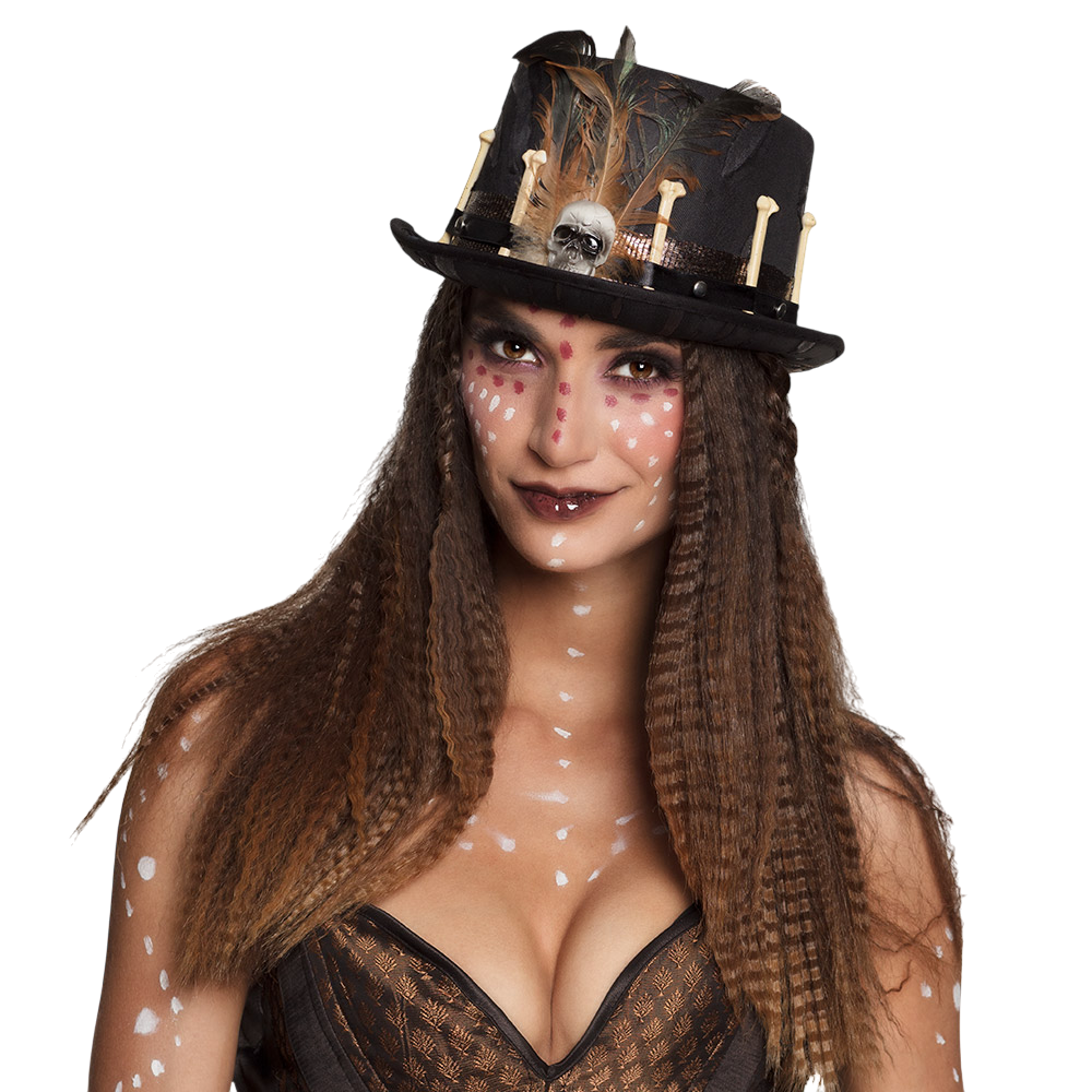 Voodoo Hat with Feathers and a Skull – Halloween Costume