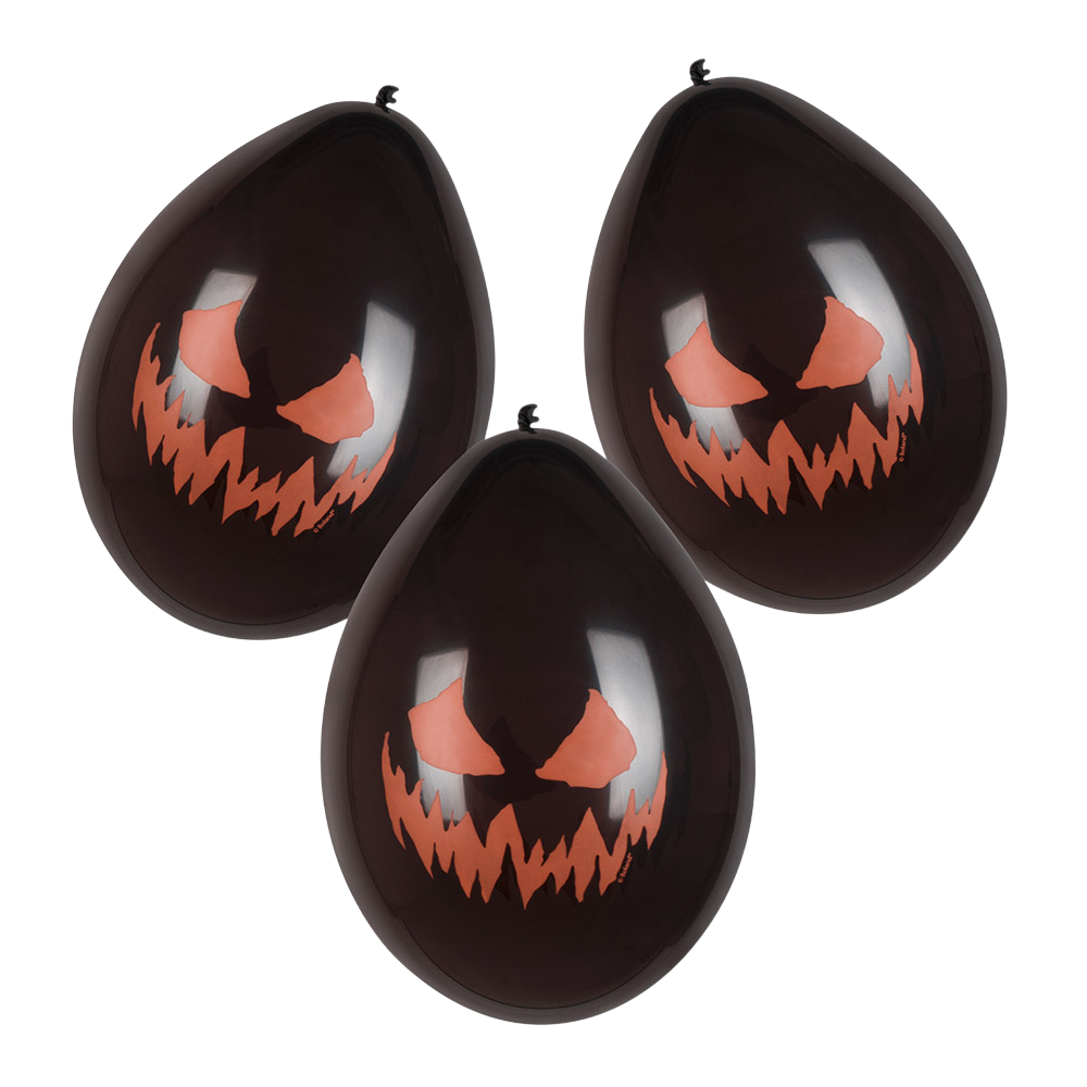 Set of 6 Scary Pumpkin Latex Balloons, Ø 25 cm – Halloween