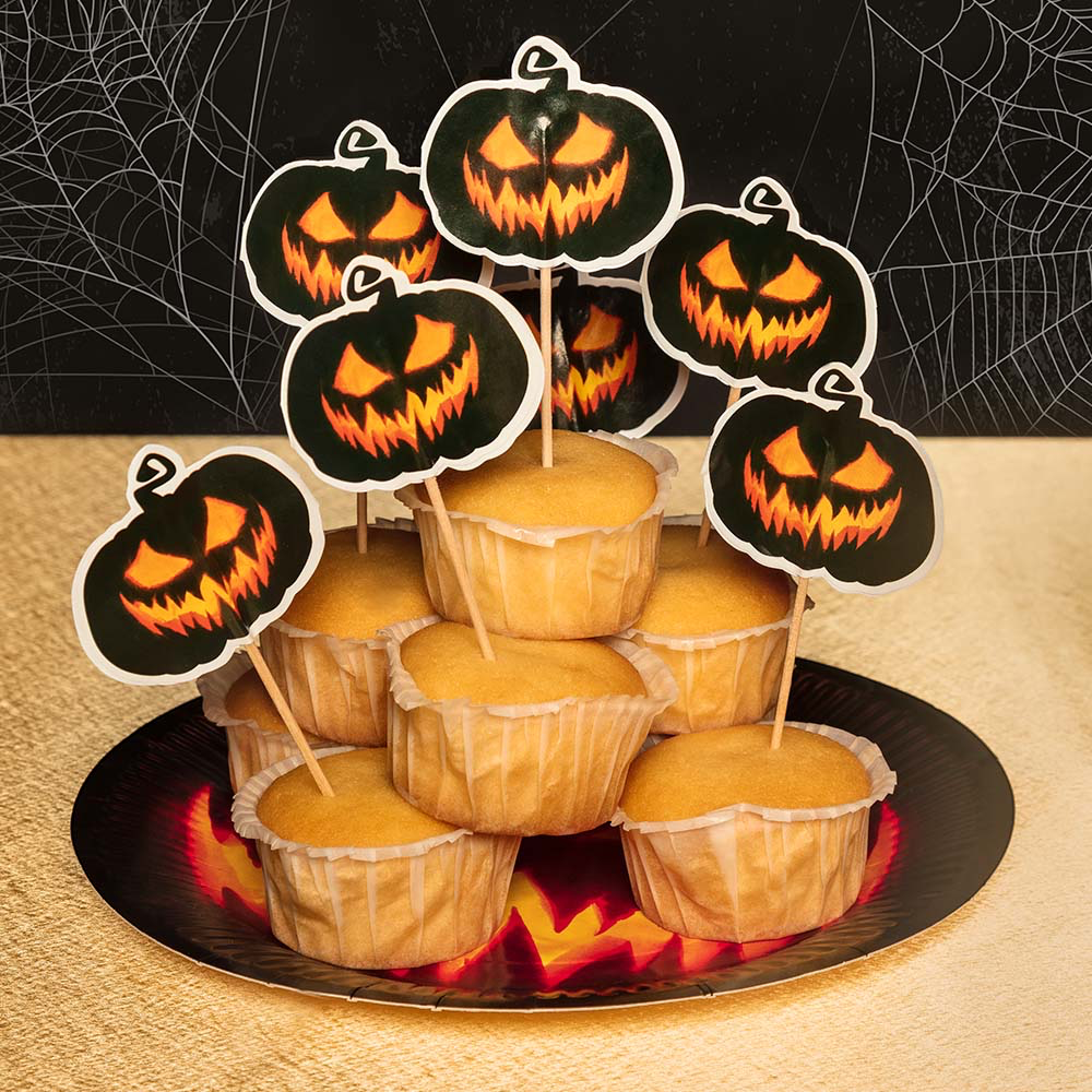 Set of 10 Scary Pumpkin Plates, Ø 23 cm – Halloween