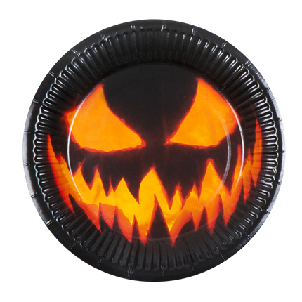 Set of 10 Scary Pumpkin Plates, Ø 23 cm – Halloween