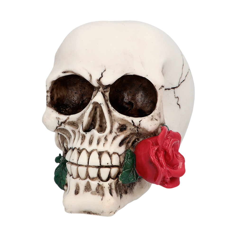 Skull with Flower 10 x 10.5 x 13 cm – Halloween decoration