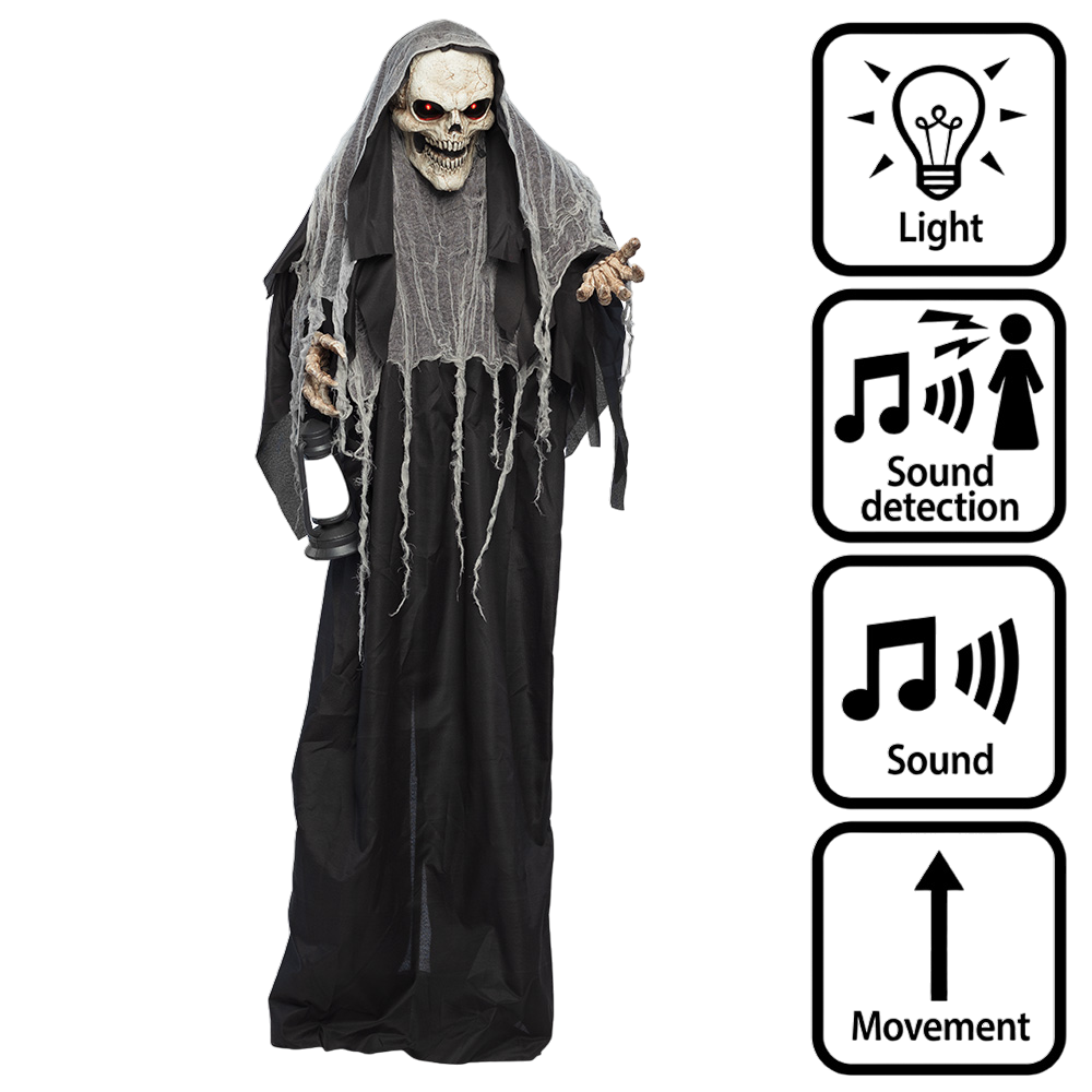 180 cm Animated Glittering Grim Reaper Doll – Halloween Decoration