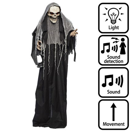 180 cm Animated Glittering Grim Reaper Doll – Halloween Decoration