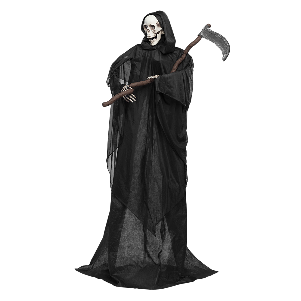 Animated Skeleton Reaper Doll with Scythe, 183 cm – Halloween