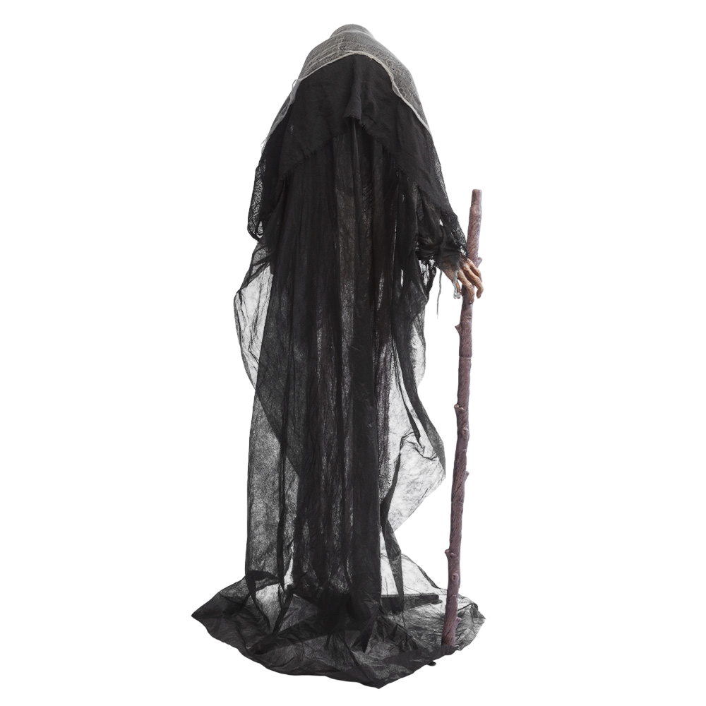 Human-sized witch with staff, 160 cm – Halloween decoration