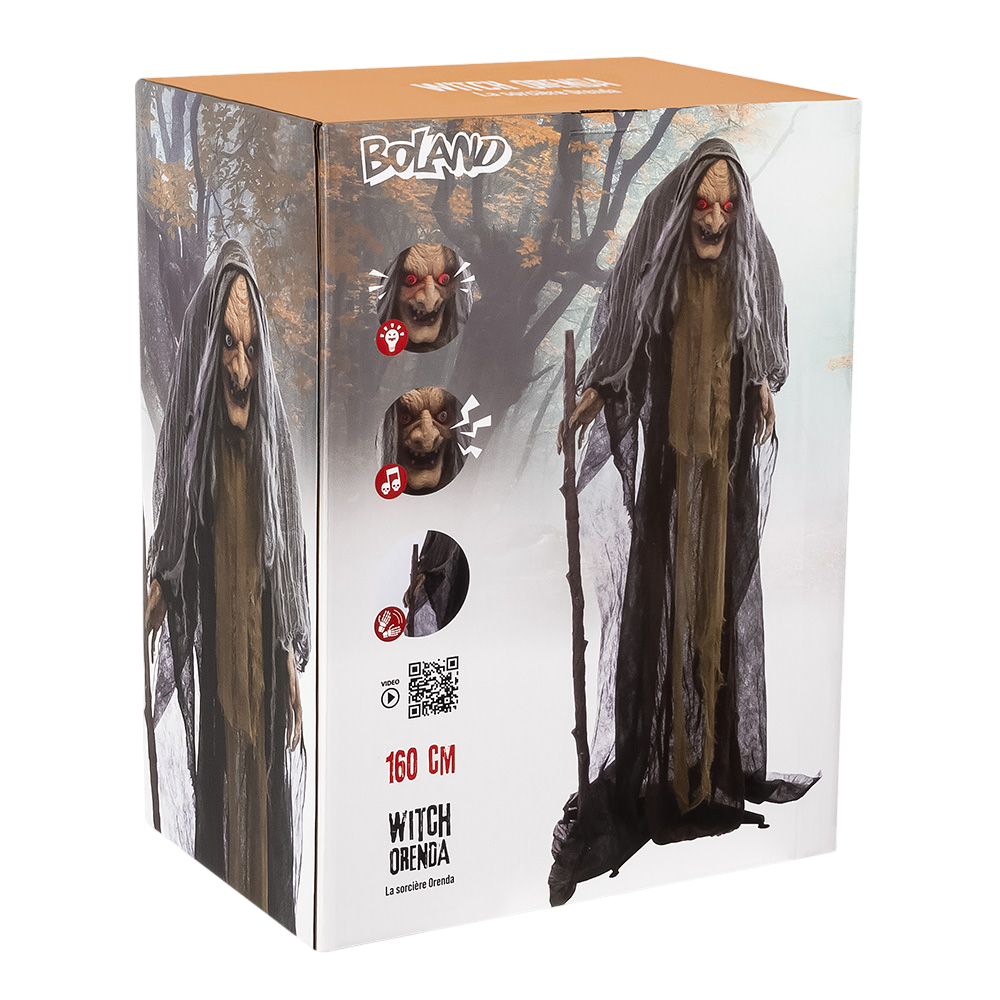 Human-sized witch with staff, 160 cm – Halloween decoration