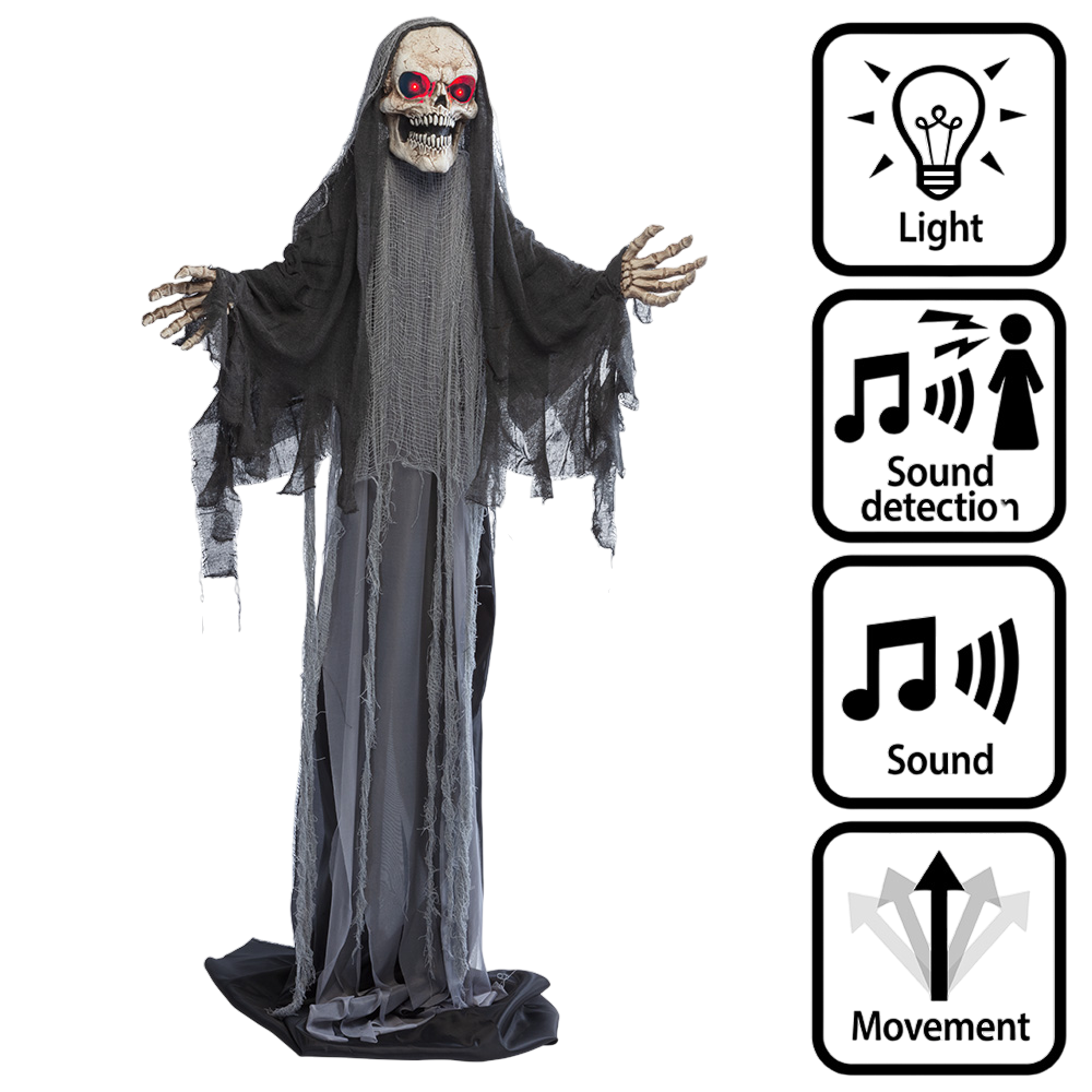 Animated Skeleton Reaper Doll, Grows from 180 to 215 cm – Halloween