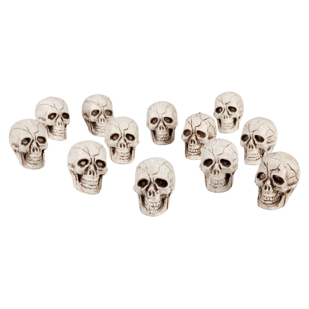 Set of 12 Mini Skulls, 4 x 3 cm – Halloween Decorations