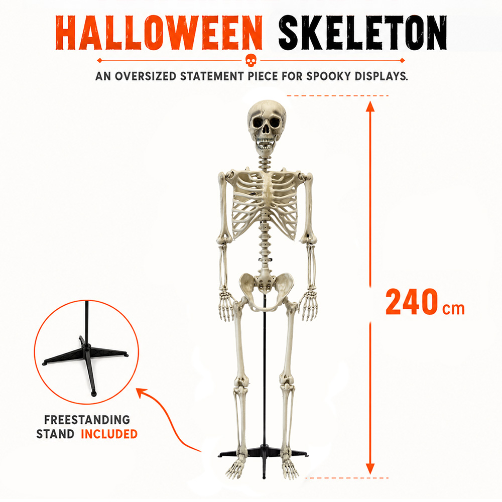 Giant Skeleton, 240 cm – Halloween decoration