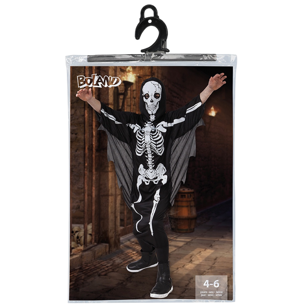 Scary Skeleton Fancy Dress Costume for Children Aged 4–6 – Halloween