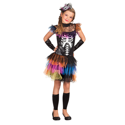 Skeleton Princess Costume for Girls Aged 7–9 – Halloween
