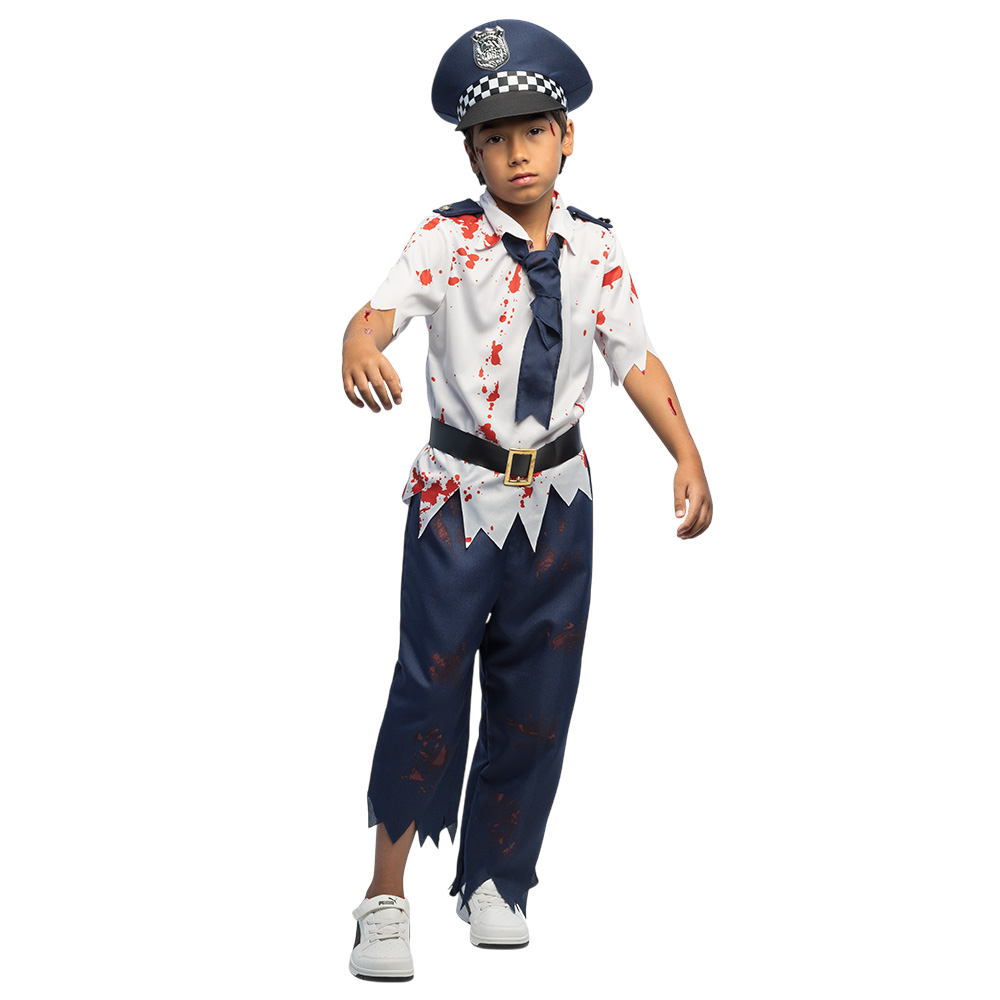 Zombie Police Officer Fancy Dress Costume for Children Aged 7–9 – Halloween